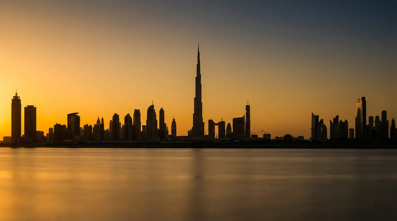 Dubai skyline at sunset